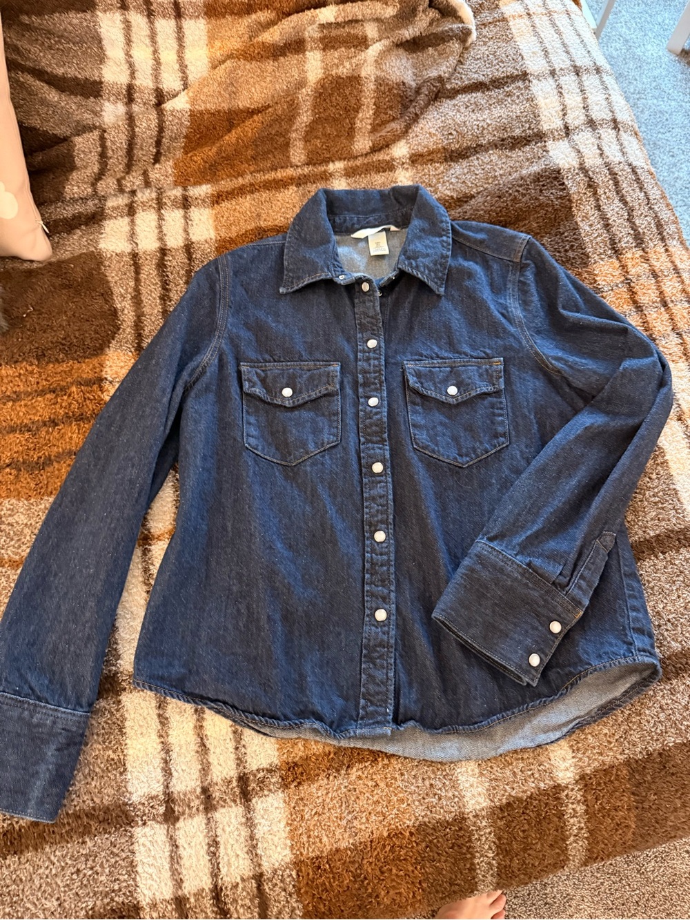 H&M Dark Blue Denim Button-Down Shirt